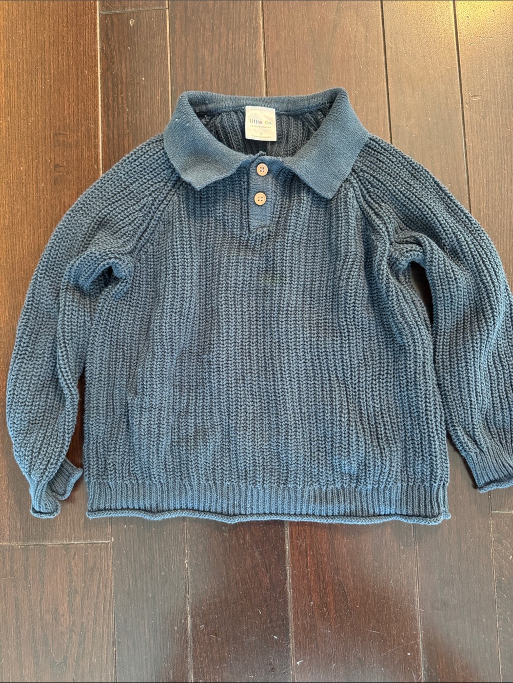 Uniqlo Navy Chunky Knit Polo Sweater